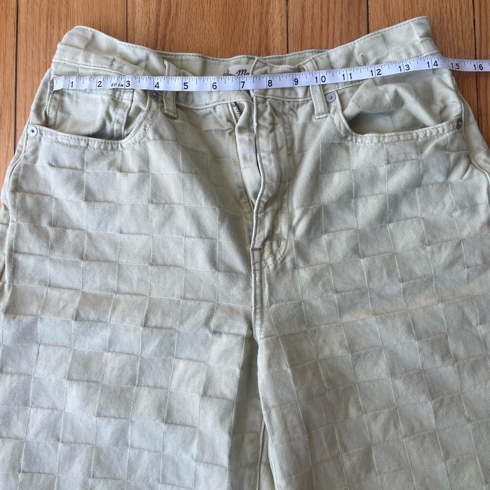 Madewell High-Rise Wide Leg Jeans in Pale Beige Checkered - Picture 3 of 7